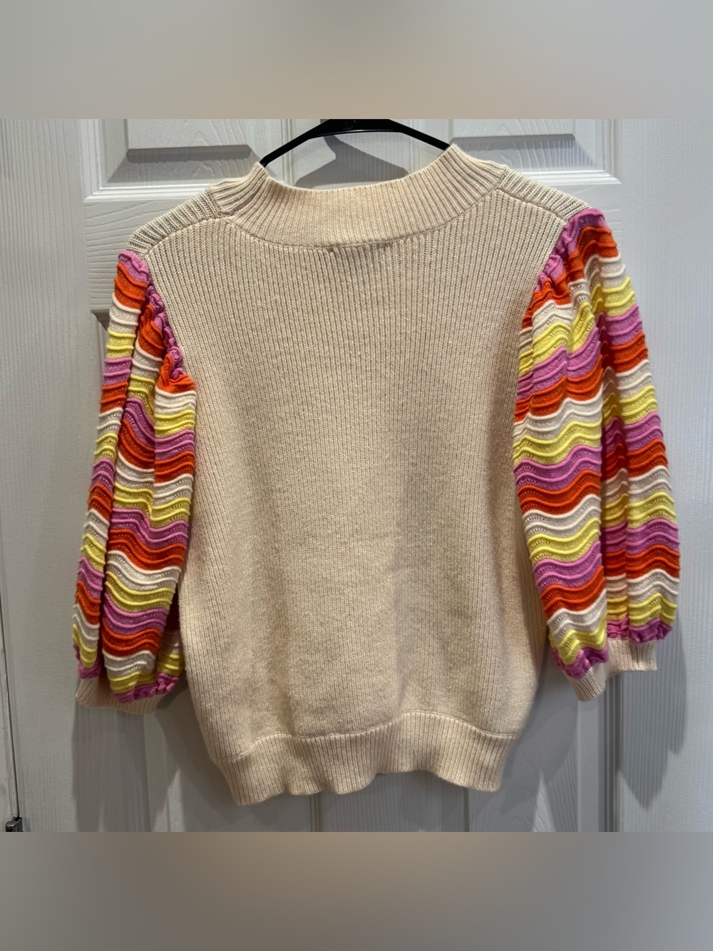 THML Women's Small Ribbed Knit Sweater Pink Orange Yellow - Picture 2 of 4